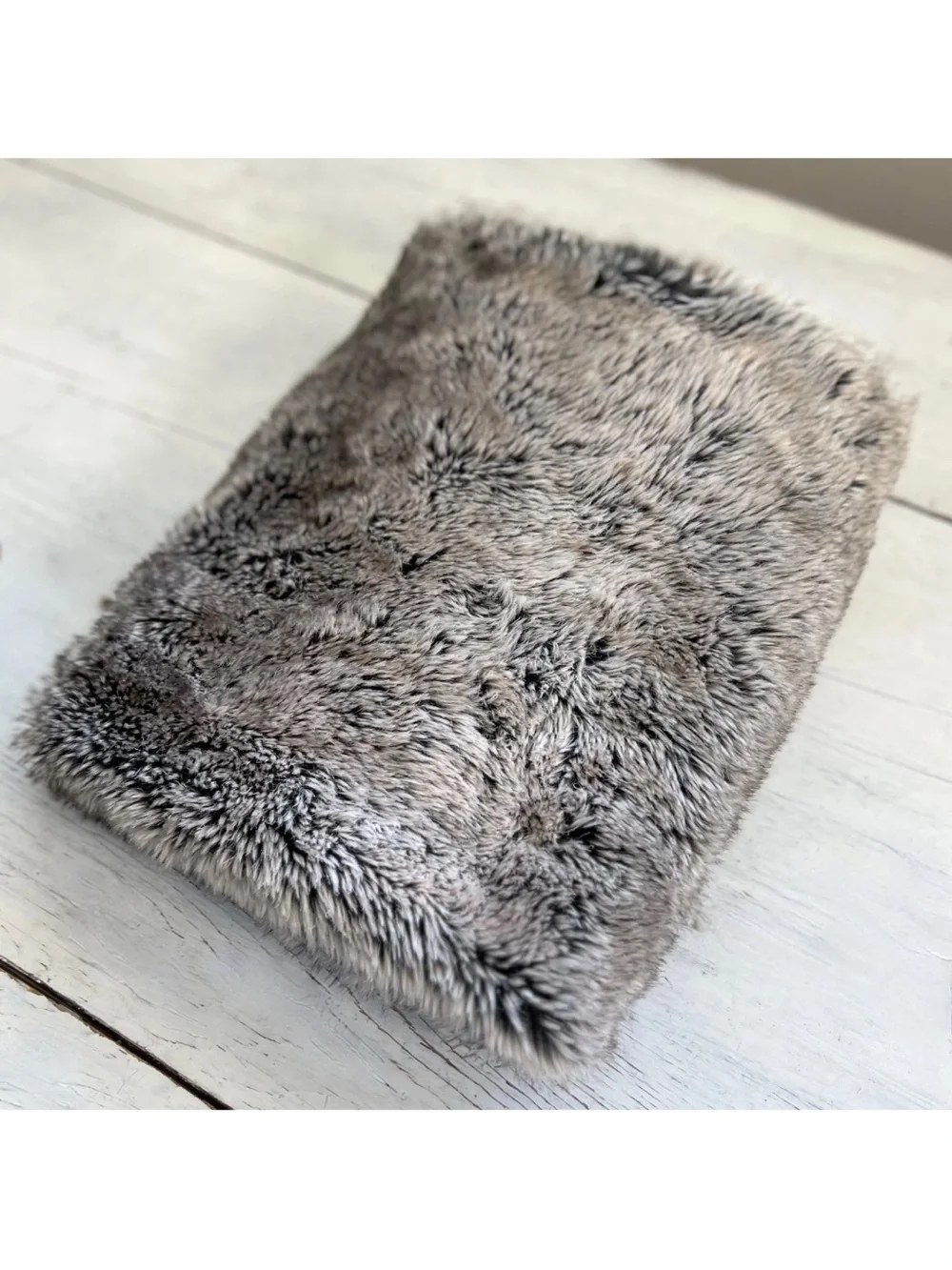 1 Pottery Barn Faux FUR warm gray brown OMBRÉ pillow COVER EURO 26 x 26